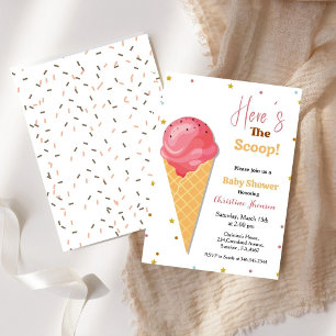 Here's come the scoop ice cream baby shower invitation