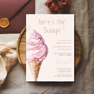 Here's he Scoop Ice Cream Baby Shower Girl Invitation
