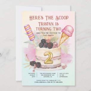 Here's The Scoop 2nd Birthday Ice Cream Party Invitation