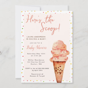 Here's the scoop Baby Girl Bridal shower Invitation
