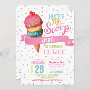 Here's the Scoop Birthday Invitation