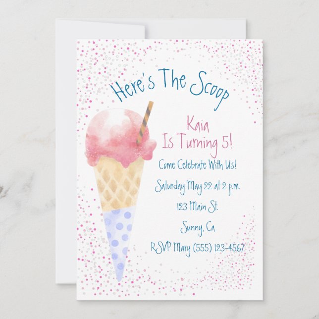 Here's the Scoop Birthday Invitation (Front)