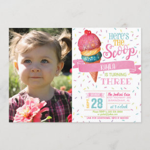 Here's the Scoop Birthday Invitation with Photo