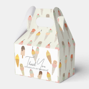 Here's the Scoop Colorful Ice Cream 1st Birthday Favour Box