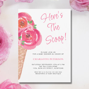 Here's The Scoop Girls Baby Shower Invitation