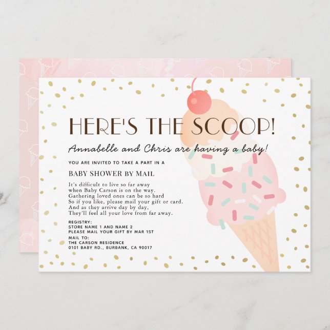 Here's the Scoop Ice Cream Baby Shower by Mail Invitation (Front/Back)