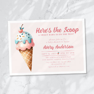 Here's the Scoop Ice Cream Baby Shower Invitation
