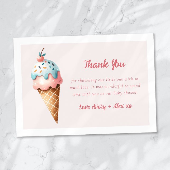 Here's the Scoop Ice Cream Baby Shower Thank You Card (Creator Uploaded)