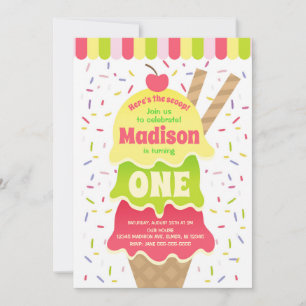 Here's the Scoop Ice Cream Birthday Invitation
