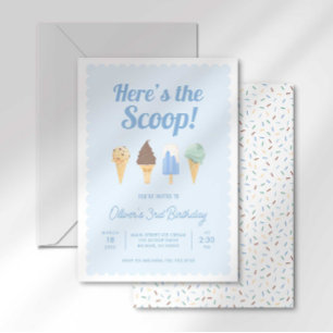 Here's the Scoop Ice Cream Birthday Invitation