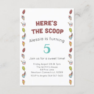 Here's the scoop Ice Cream Birthday Party Invitation