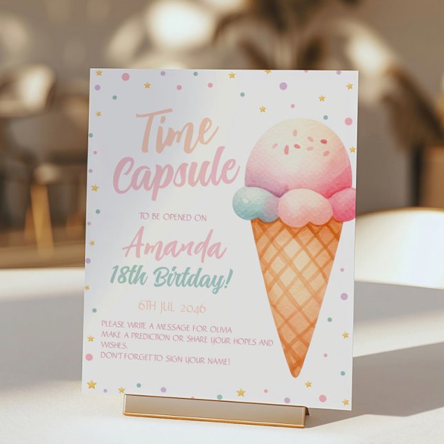Here's The Scoop Ice Cream Birthday Time Capsule Pedestal Sign (Creator Uploaded)