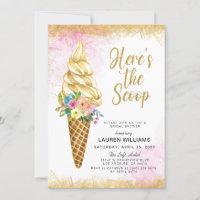 Here's the Scoop Ice Cream Bridal Shower Invitatio