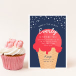 Here's The Scoop Ice Cream Cone Kid Birthday Party Invitation<br><div class="desc">Announce your little one's summer birthday celebration with these festive ice cream themed invitations in a classic red, white, and blue colour palette. Modern design features a waffle cone with a scoop of red ice cream with "here's the scoop" arched across the top, and your child's birthday party details beneath....</div>