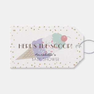 Here's the Scoop Ice Cream Purple Baby Shower Gift Tags