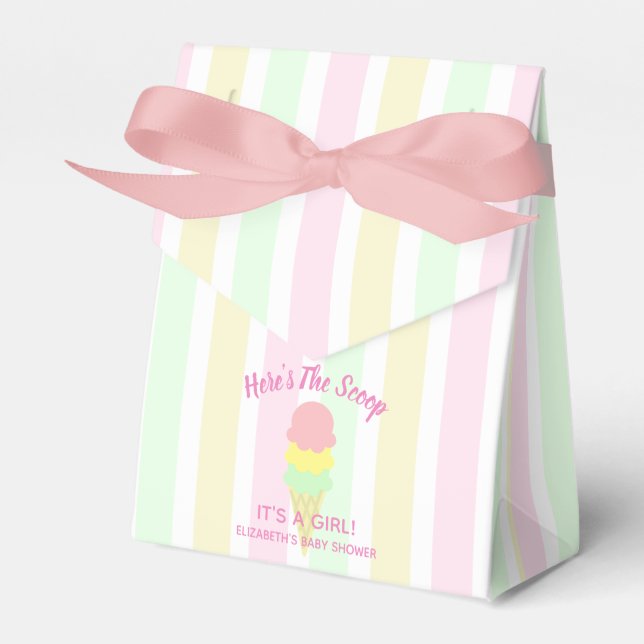 Here's The Scoop Ice Cream Summer Baby Shower Favour Box (Front Side)