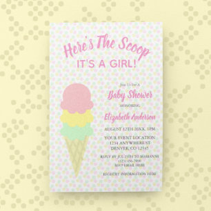 Here's The Scoop Ice Cream Summer Baby Shower Invitation