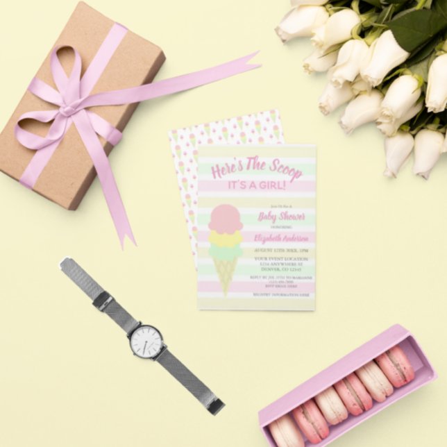 Here's The Scoop Ice Cream Summer Baby Shower Invitation (Creator Uploaded)