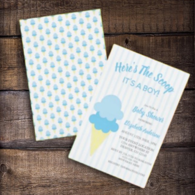 Here's The Scoop Ice Cream Summer Baby Shower Invitation (Creator Uploaded)