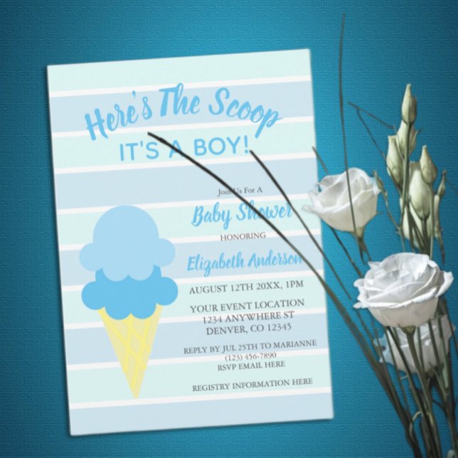 Here's The Scoop Ice Cream Summer Baby Shower Invitation (Creator Uploaded)