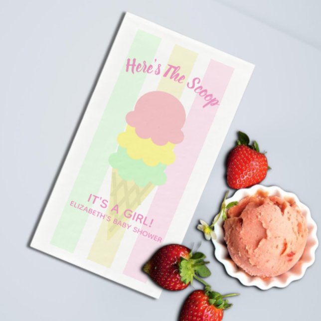 Here's The Scoop Ice Cream Summer Baby Shower Napkin (Creator Uploaded)
