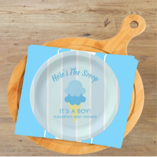 Here's The Scoop Ice Cream Summer Baby Shower Paper Plate