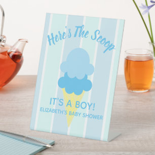 Here's The Scoop Ice Cream Summer Baby Shower Pedestal Sign