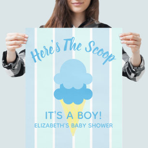 Here's The Scoop Ice Cream Summer Baby Shower Poster