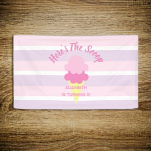 Here's The Scoop Ice Cream Summer Birthday Banner