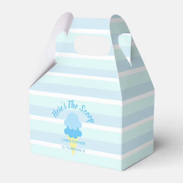 Here's The Scoop Ice Cream Summer Boy Birthday Favour Box (Front Side)