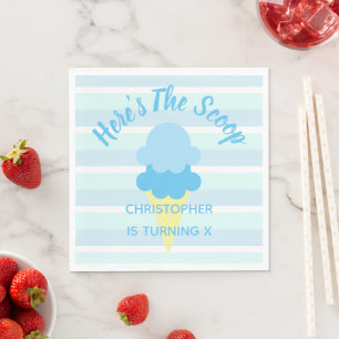 Here's The Scoop Ice Cream Summer Boy Birthday Napkin