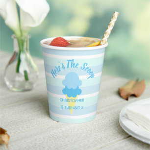 Here's The Scoop Ice Cream Summer Boy Birthday Paper Cups