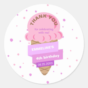 Here's The Scoop Ice Cream Sweet Pink Birthday Classic Round Sticker