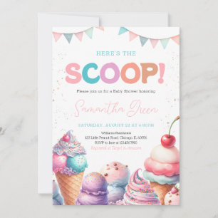 Here's the Scoop It's a Girl Baby Shower Invitation