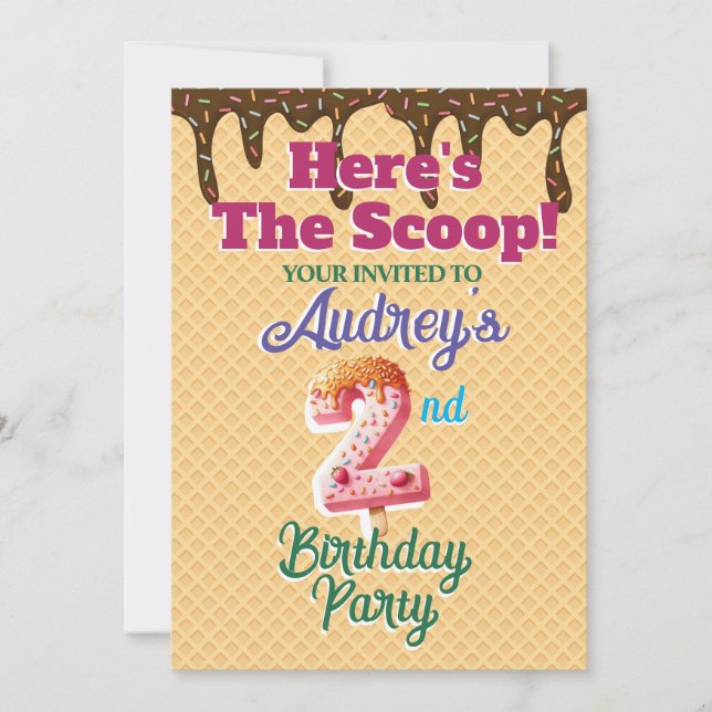 Here's the Scoop Waffle Cone Invitation (Front)