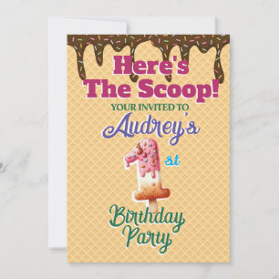 Here's the Scoop Waffle Cone Invitation
