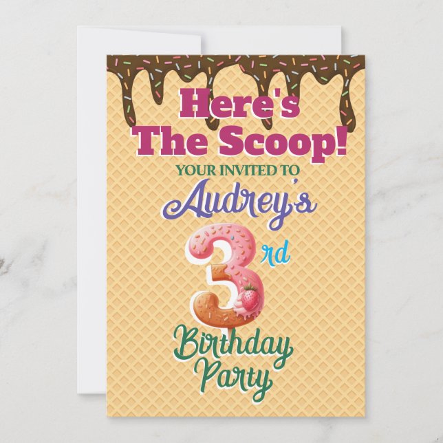 Here's the Scoop Waffle Cone Invitation (Front)