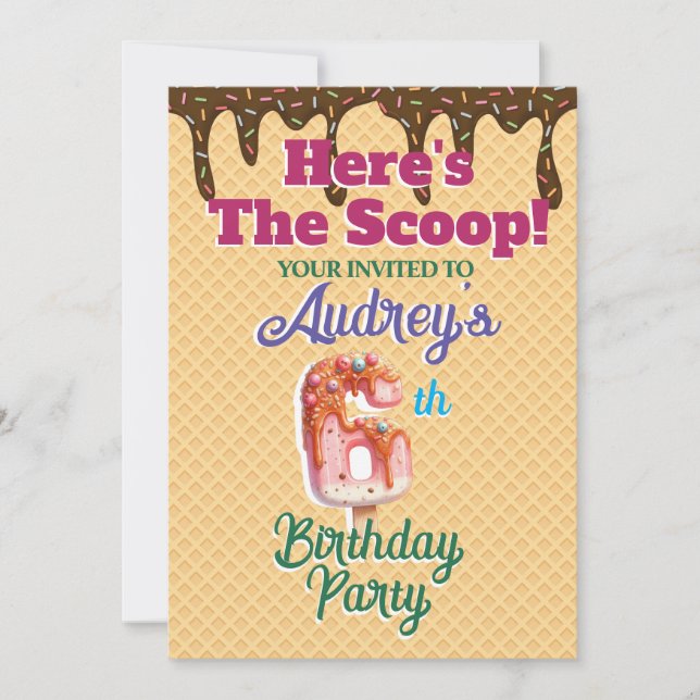 Here's the Scoop Waffle Cone Invitation (Front)