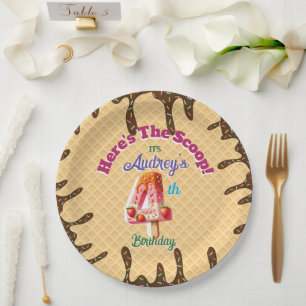 Here's the Scoop Waffle Cone Invitation Paper Plate