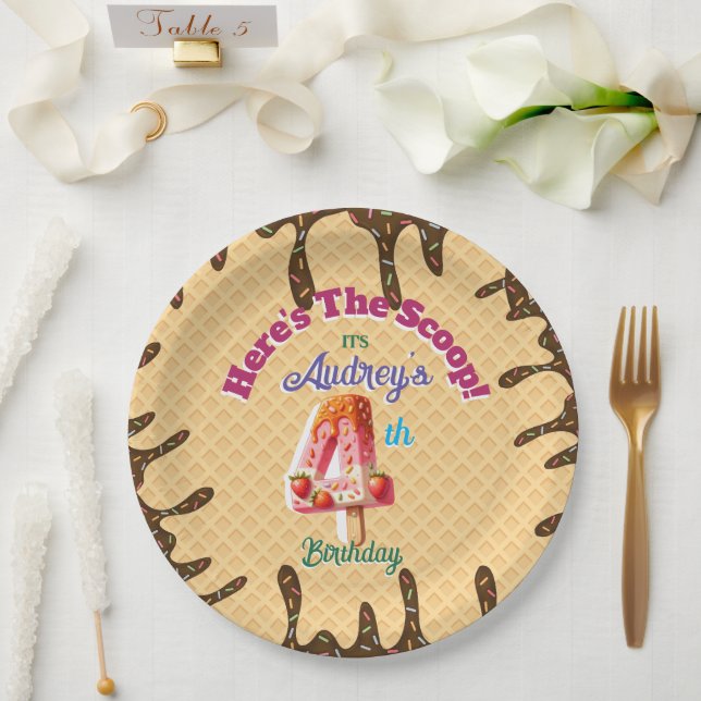 Here's the Scoop Waffle Cone Invitation Paper Plate (Wedding)