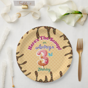 Here's the Scoop Waffle Cone Invitation Paper Plate
