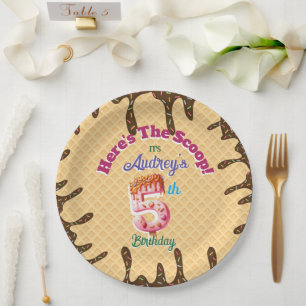 Here's the Scoop Waffle Cone Invitation Paper Plate
