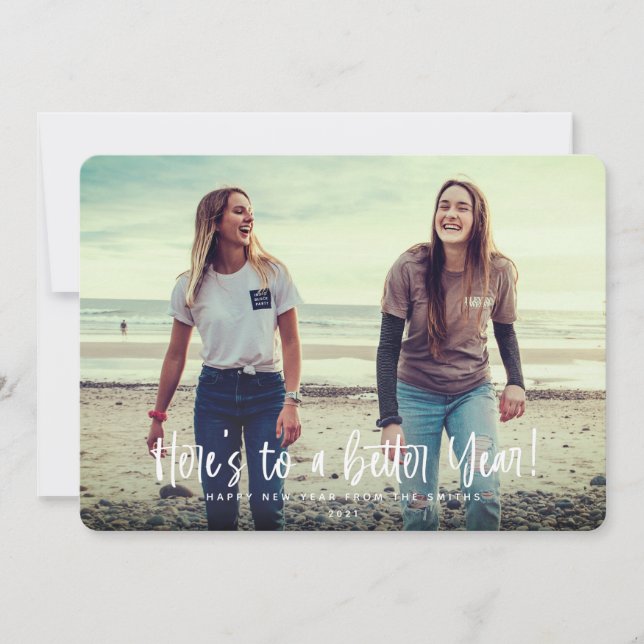 Here's To A Better Year New Year Photo Holiday Card (Front)