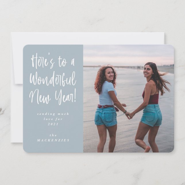 Here's To A Wonderful New Year Photo Holiday Card (Front)