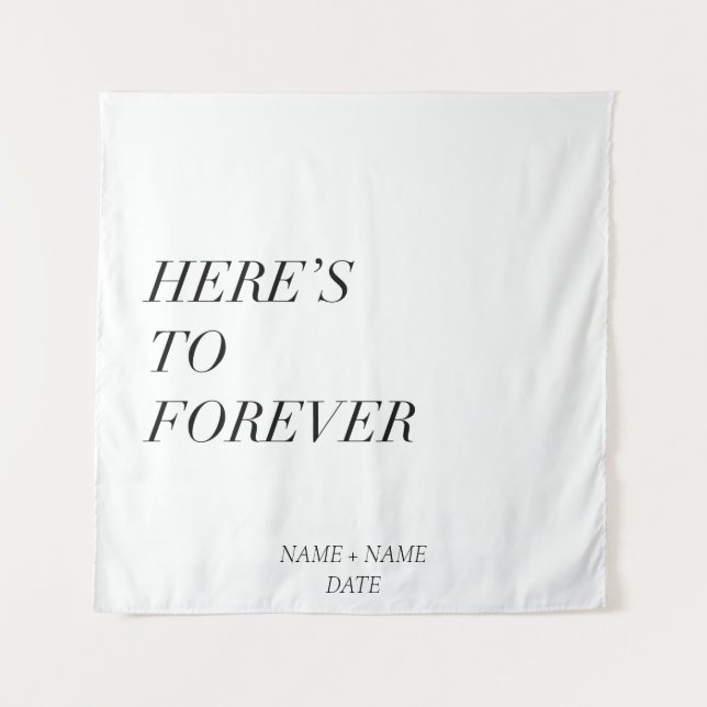 here's to forever - customisable name and date tapestry (Front)