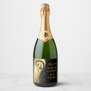 Here's to More Wonderful Years Wedding Anniversary Sparkling Wine Label