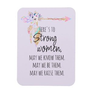 Here's to Strong Women Boho Floral Arrow Lilac  Magnet