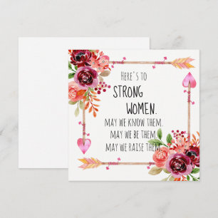 Here's to Strong Women Quote Tribal Arrow Floral 