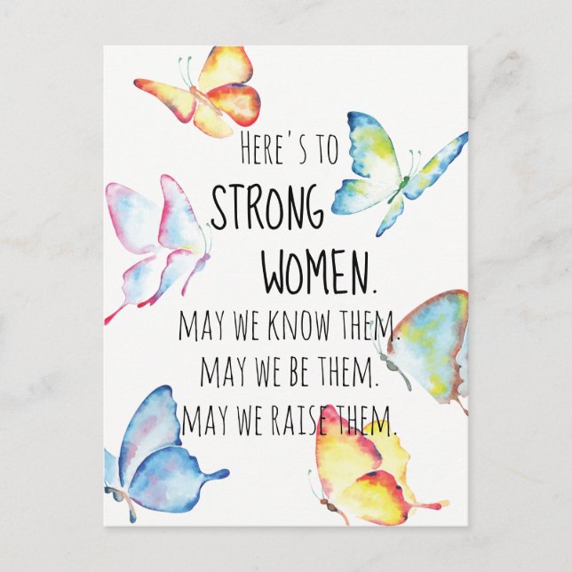 Here's to Strong Women Watercolor Butterflies Postcard (Front)