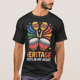 Heritage Beats In My Heart Cultural Drums T-Shirt
